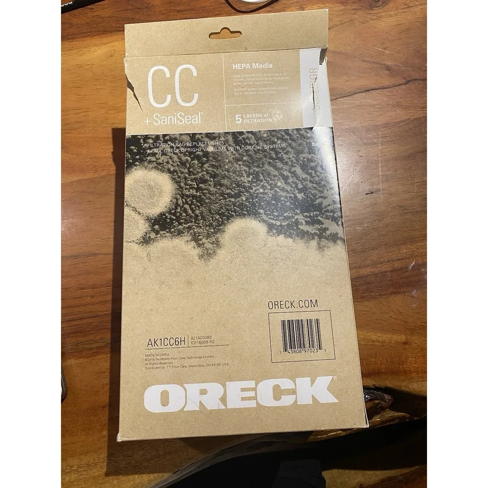 Oreck Type CC HEPA Upright Vacuum Cleaner Bag, AK1CC6H, 6-Pack